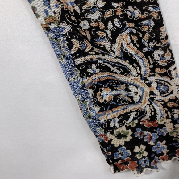 SOLD Altar'd State Floral Patchwork Mesh Top Women's S Multicolor Artsy - Picture 3 of 8